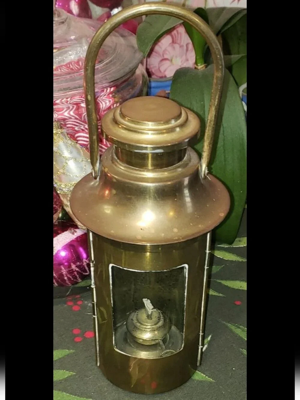 Vintage Brass Oil Lamp Binnacle 